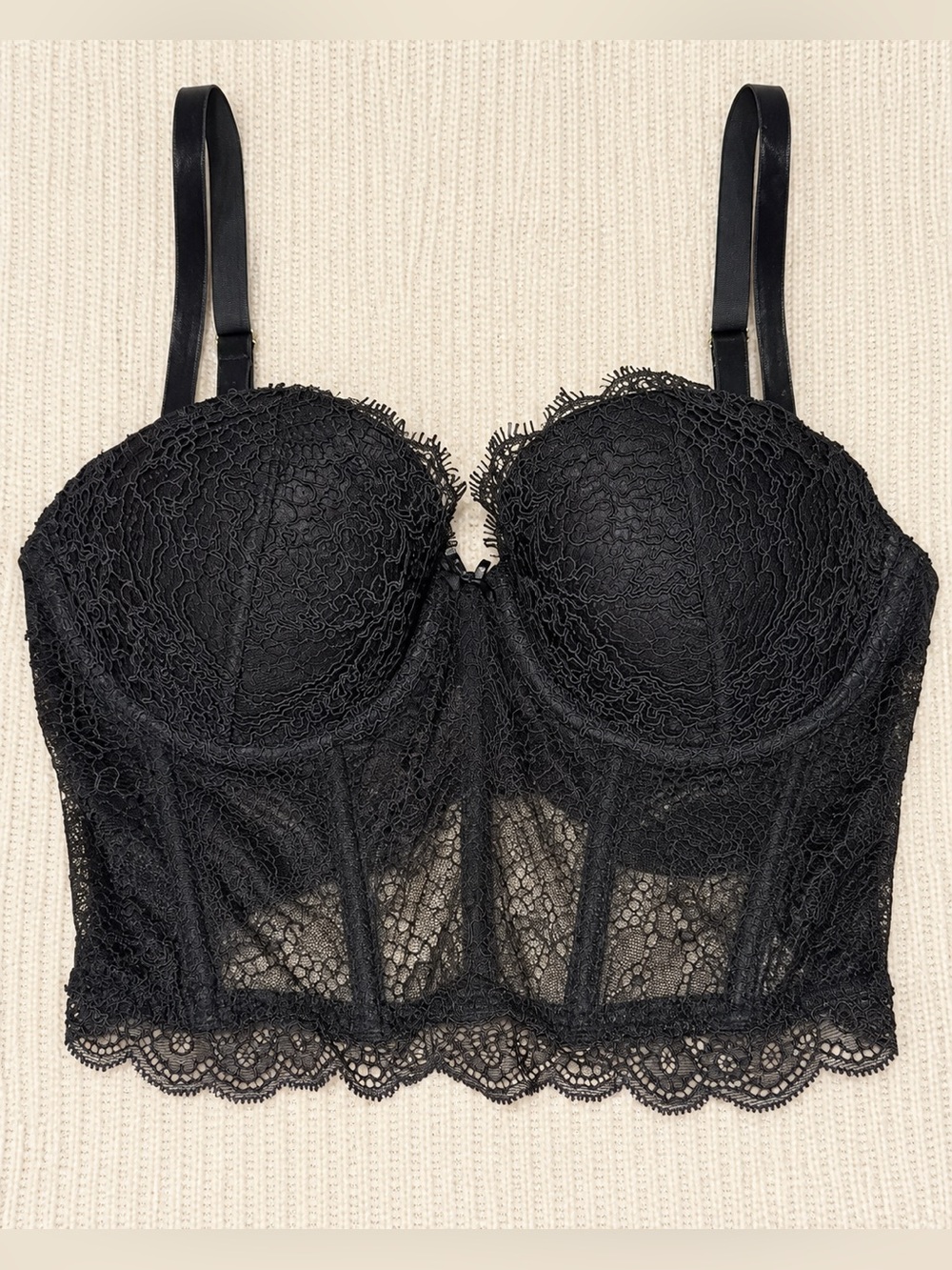 Victoria’s Secret Dream Angels Black Lace Corset Bustier Bra 34D